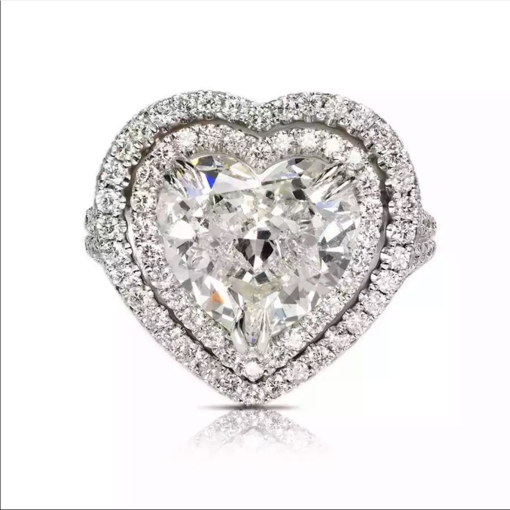 New Luxury Big Heart 925 Silver Diamond Engagement Ring - Picture 4 of 6